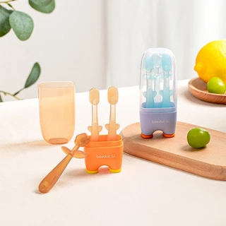 Escova De Dentes Para Bebês Conjunto De Três Peças 0-18 Meses Limpeza Da Língua Silicone