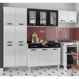 Cozinha de Aço Compacta 3 Peças Amanda Multimóveis CR6067 Branco/Preto