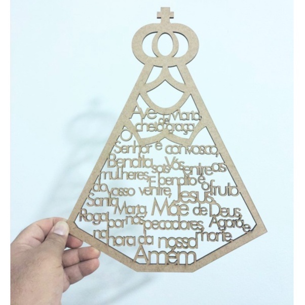 Nossa Senhora Oração Ave-Maria Decoração Casa MDF 3mm Vazado