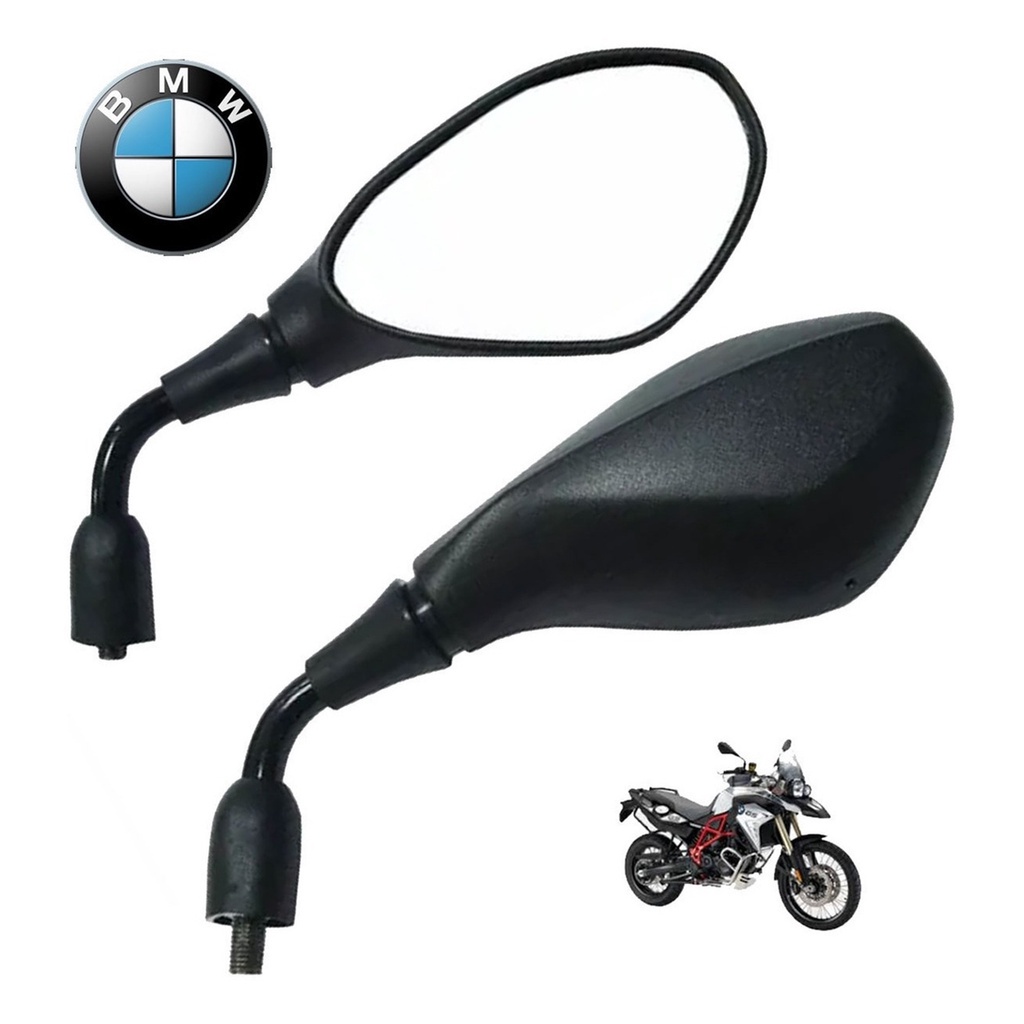 Par De Retrovisor Modelo Bmw Haste Fixa Longa Fixo Rosca Para Moto