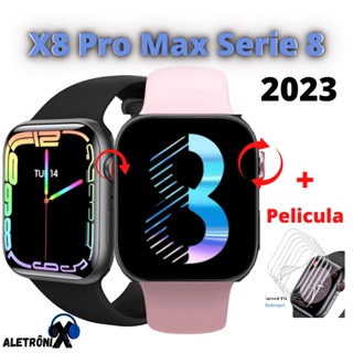 Smartwatch X8 Pro Max Série 8 Lançamento 2022/23 45mm Tela 1,92" Faz e Recebe Ligações IWO 13 14 Pro Max