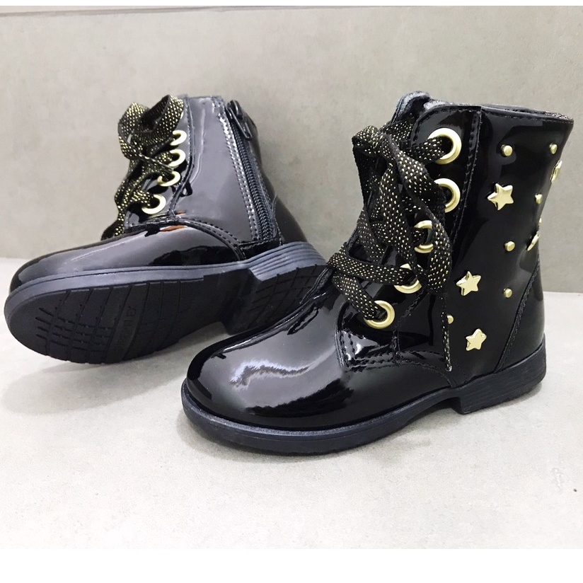Bota Coturno Infantil Menina Cano curto Verniz Bebê infantil linda