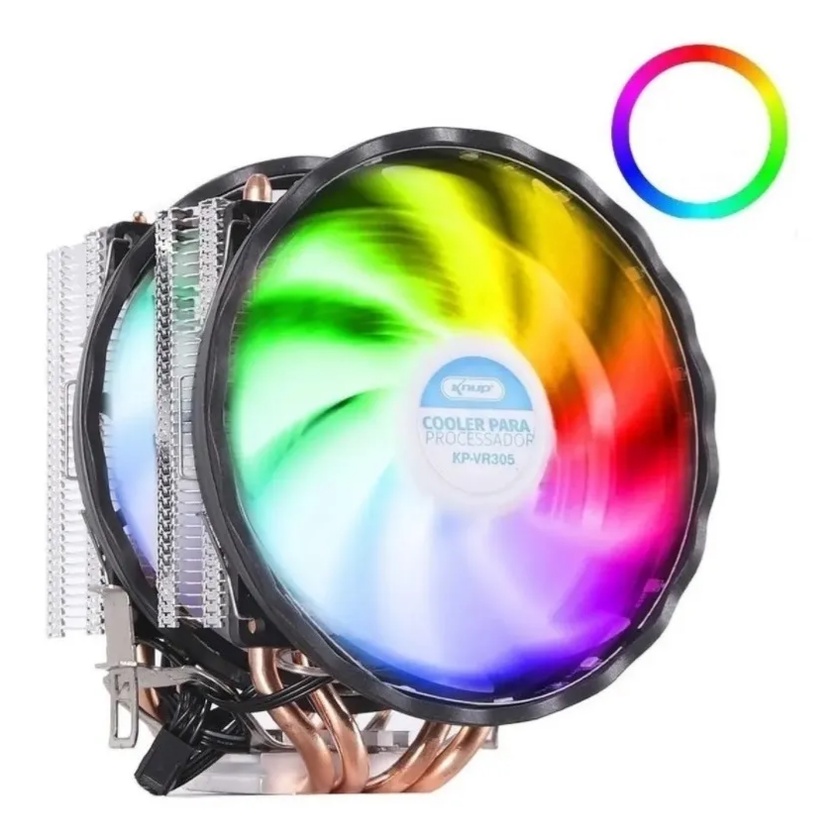 Cooler Processador Duplo Fan 120mm Led Rgb Intel E Amd 120w