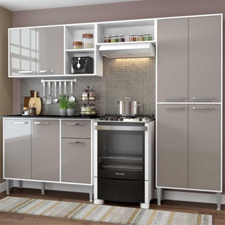 Jogo De Cozinha Modulada 5 Peças Clara 240 Cm Branco/preto - Ajl Móveis -  Branco