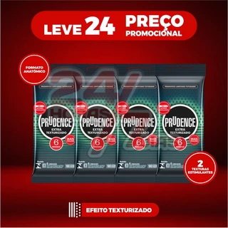 Kit 24 Preservativos Camisinha Prudence Extra Texturizado com 6 unidades cada embalagem