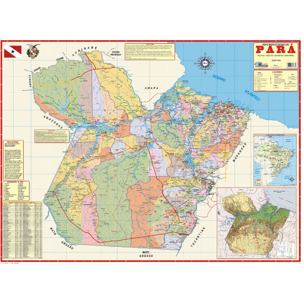 Mapa Estado Do Pará Politico Banner Geográfico Poster | Shopee Brasil