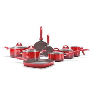 Jogo de Panelas Brinox Ceramic Life Smart Plus 8 peças Vermelho