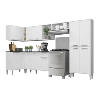 Cozinha Completa Multimóveis Xangai Zouk FG3158 com Armário e Balcão Branca