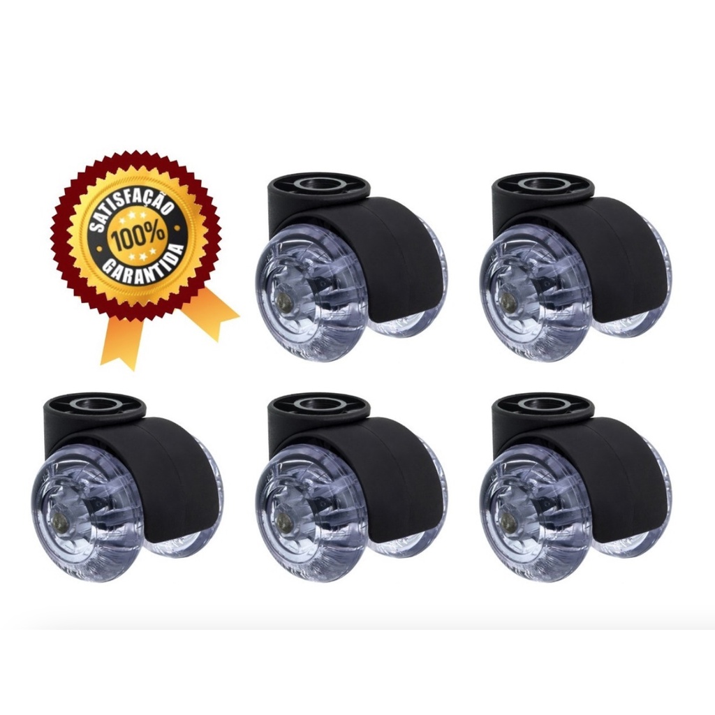 Kit 5 Rodinhas P/cadeira Escritório Silicone Roda S/pino