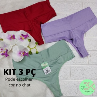 kit 3 Calcinha fio Duplo e cós duplo alto lingerie barato (kit 3 fio Bruna)