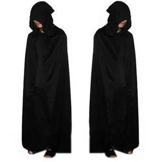 Capa Tecido Capuz Preta Fantasia Terror Halloween Dia das Bruxas