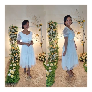 Vestido de Noiva Civil branco Shopee Brasil Dina