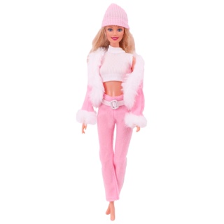 Barbies Doll Clothes Plush Jacket + Saia De Fato De Moda + Chapéu De Boina  Adequado Para Boneca De 11,8 Polegadas Casual Clothing Free Shoe Gift  (Somente Roupas)