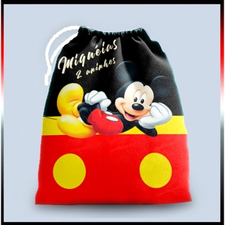 10 Sacolinhas Personalizada tecido Mickey Deitado 29cmx19cm