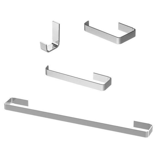 Kit Acessórios Para Banheiro Inox Cromado 04 Peças Quadrado