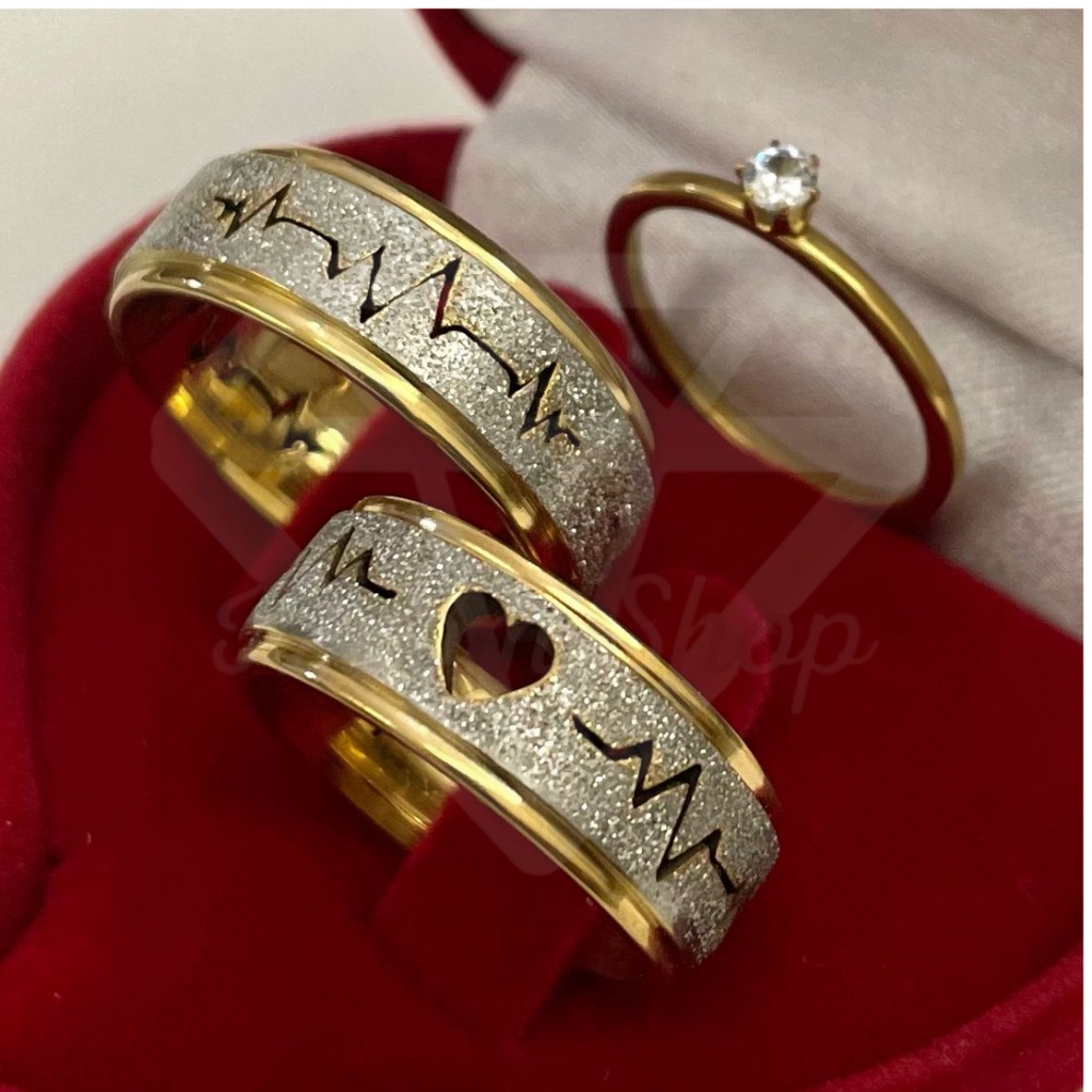 Par de Aliança de Casamento Batimento Cardíaco Brilhosa Dourado 8mm Anatômico Noivado Grossa