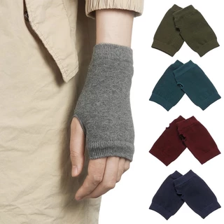 Luvas De Lã De Moda Tricotadas Quentes , Sem Dedo Para Senhoras Abertas Térmicas De Inverno , Capas De Pulso Macias Mulheres Trabalho Elásticas De Cor Sólida