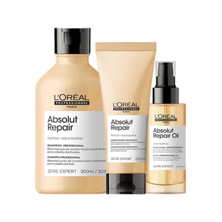 Kit L'Oréal Professionnel Serie Expert Absolut Repair Gold Quinoa - Shampoo e Coondicionador e Óleo em Oferta na Shopee