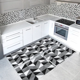 Kit Tapete de Cozinha 3 Peças em Tecido Jacquard com Antiderrapante Látex - EDDI Casa