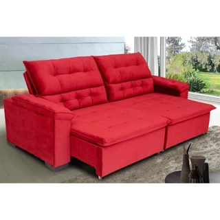 Sofá Arezzo Mola Espiral 2,44 Mts Velusoft Vermelho
