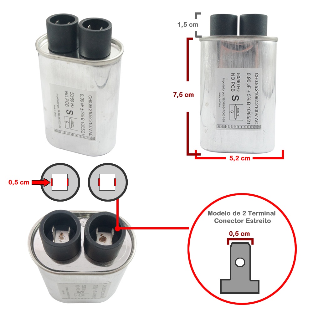 Capacitor de Microondas 0,90 uF X 2100v Novo !!! Shopee Brasil