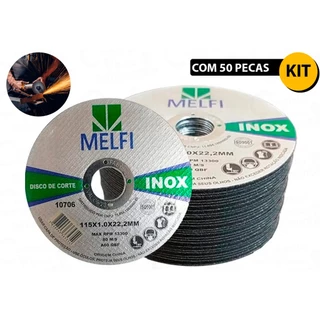 Kit Jogo Disco De Corte Fino Inox 4.1/2 X 1,0 Esmerilhadeira 50 Pçs em Oferta na Shopee