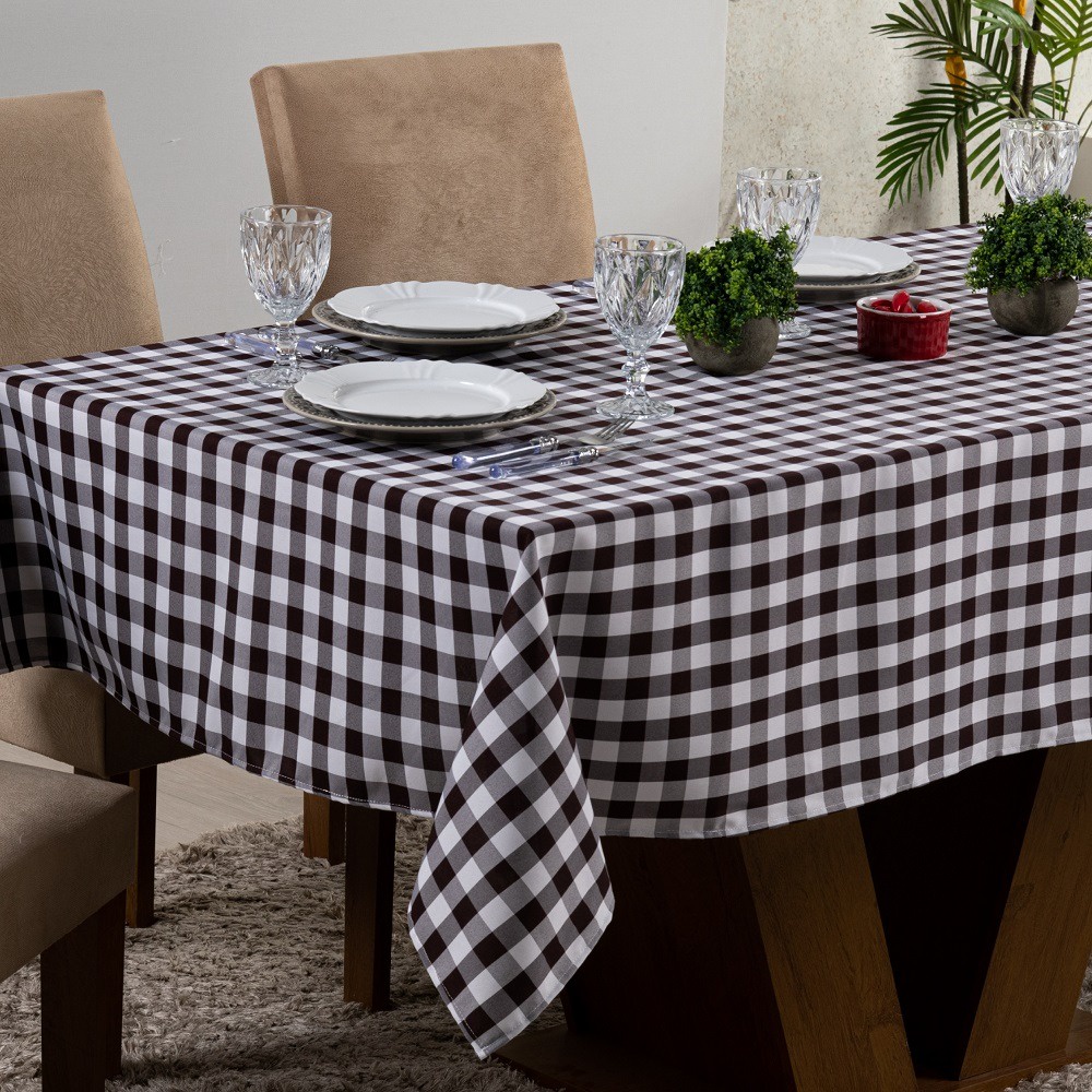 Toalha de mesa de chá 100% algodão, xadrez com estampa multifuncional,  estilo inglês, cobertura de