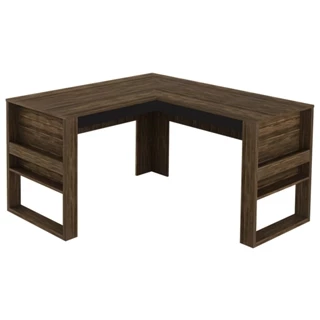 Mesa Escritório de Canto Multimóveis CR25042 Nogal/Preto