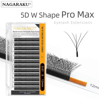 NAGARAKU 5D W Forma Grande Pacote De Cílios Extensão Mega Volume Premados Fãs Super Macios Densos Cheios
