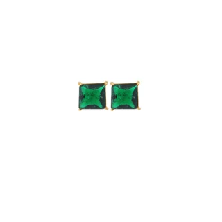Brinco Cristal Verde Folheado A Ouro 18k