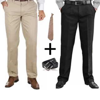 Kit 2 Calças Sociais c/ Cinto & Gravata Oxford Premium Promoção