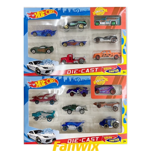 Kit 8/10 Carrinhos Metal Hot Cars Miniaturas Colecionáveis e Kit 8 Carrinhos Mudar Cores, Fanwix