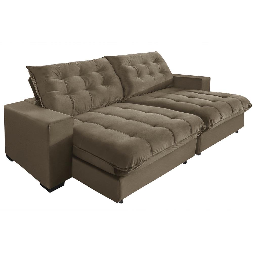 Sofá Retrátil e Reclinável 3,10m Molas Ensacadas Pillow Top Califórnia ...