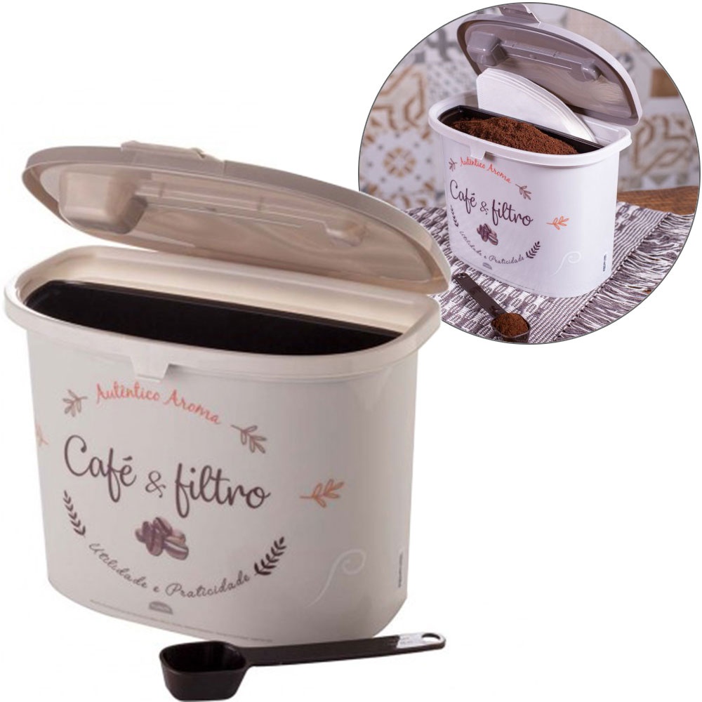 Pote para Armazenar Pó de Café com 1,5L e para Guardar Filtro Coador ...