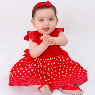 Vestido de Bebe com Tiara 100% Algodão - MUNDO NINA KIDS