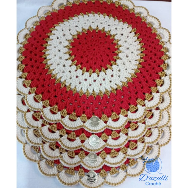 Conjunto com 4 Sousplats Tradicionais Jogo Americano Luxo em Crochê