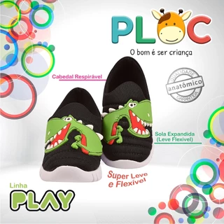 Tênis Infantil Menino Meia Calce Fácil Leve Flexível Confortável Anatômico PLOC P42 - DINO FELIZ em Oferta na Shopee