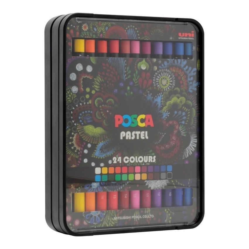 Estojointa Giz Pastel Oleoso Posca com 24 Uniball Uniball