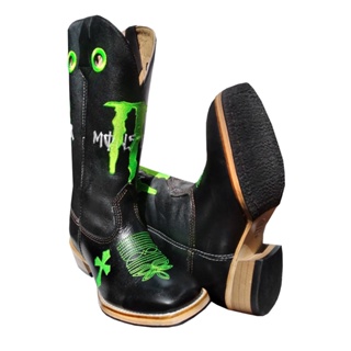 Bota Country Texana Masculina Couro Legitimo Monster Montaria