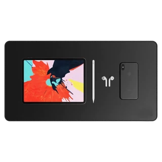 Desk Pad Grande Couro Dupla Face Caramelo Preto