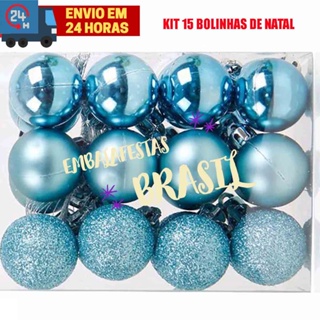 Jogo de Bolas Natalinas Brilhantes Azul 20Pcs 5cm Maramelo Natal Tropical  Multiloja