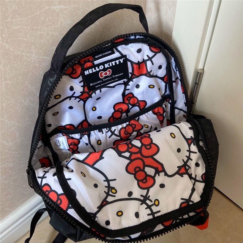 Hellokitty Co-Branded Nova Street Wear Backpack Homens Mulheres Mochila Leve Escolar Estudantes