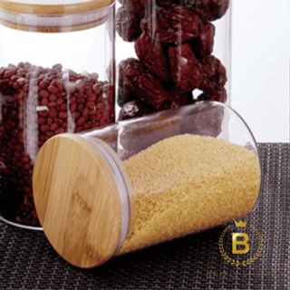 Pote De Vidro Com Tampa De Bambu 550ml com Anel de Silicone Frasco Para Armazenar Alimentos - Armazenamento Sustentável e Elegante para Alimentos