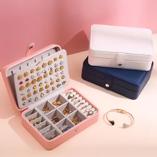 Porta Jóias Multi-Função Portátil De Couro/Porta Caixa de joias para colar, anel de brinco e organizador de relógio Pandora Vivara Caixas joias Veludo Organizador Viagem Envio Imediato