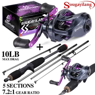 Conjunto Completo De Vara De Pesca Sougayilang E Carretel 1.70M/5.5FT Com Relação Engrenagem 7.2 : 1 Isca { 10KG }