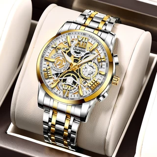 Relógio Automático Masculino Calendário De Banda Dourada Função Luminosa Para Negócios Casual