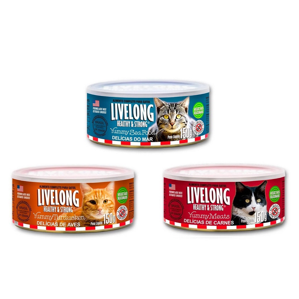 Alimento Natural Livelong Para Gatos 150g e 300g | Shopee Brasil
