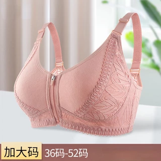 Tamanho 36-52 Nova Copa De Algodão Macio Com Zíper Frontal De Meia-Idade Lingerie Feminina Renda Sem Costas Sutiã Grande Ajustável