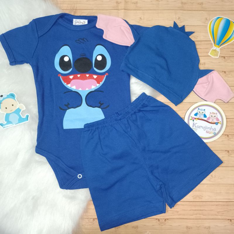 Body Temático Bebê Lilo Stitch Stitch e Angel- Kit Mesversário