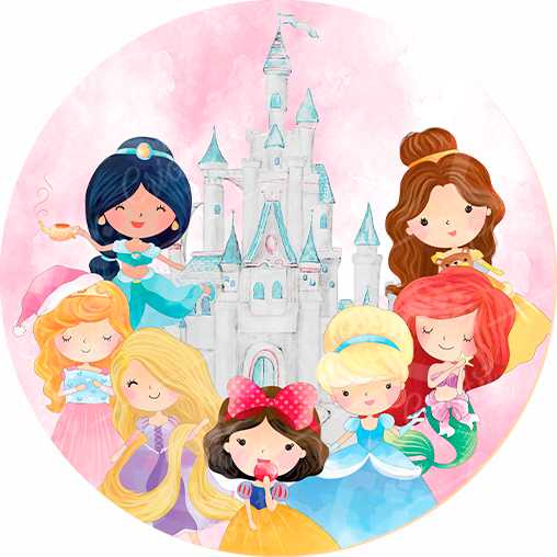 Painel Redondo Festa Princesas Cute Aquarela Shopee Brasil